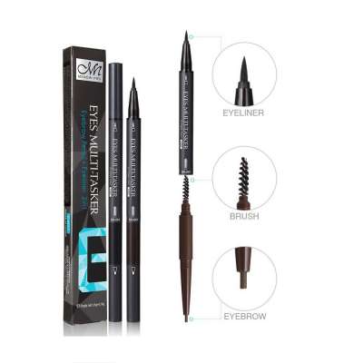 Durable Waterproof 3 in 1 Multi-function Double Eyeliner Pen Eyebrow Pencil Private label